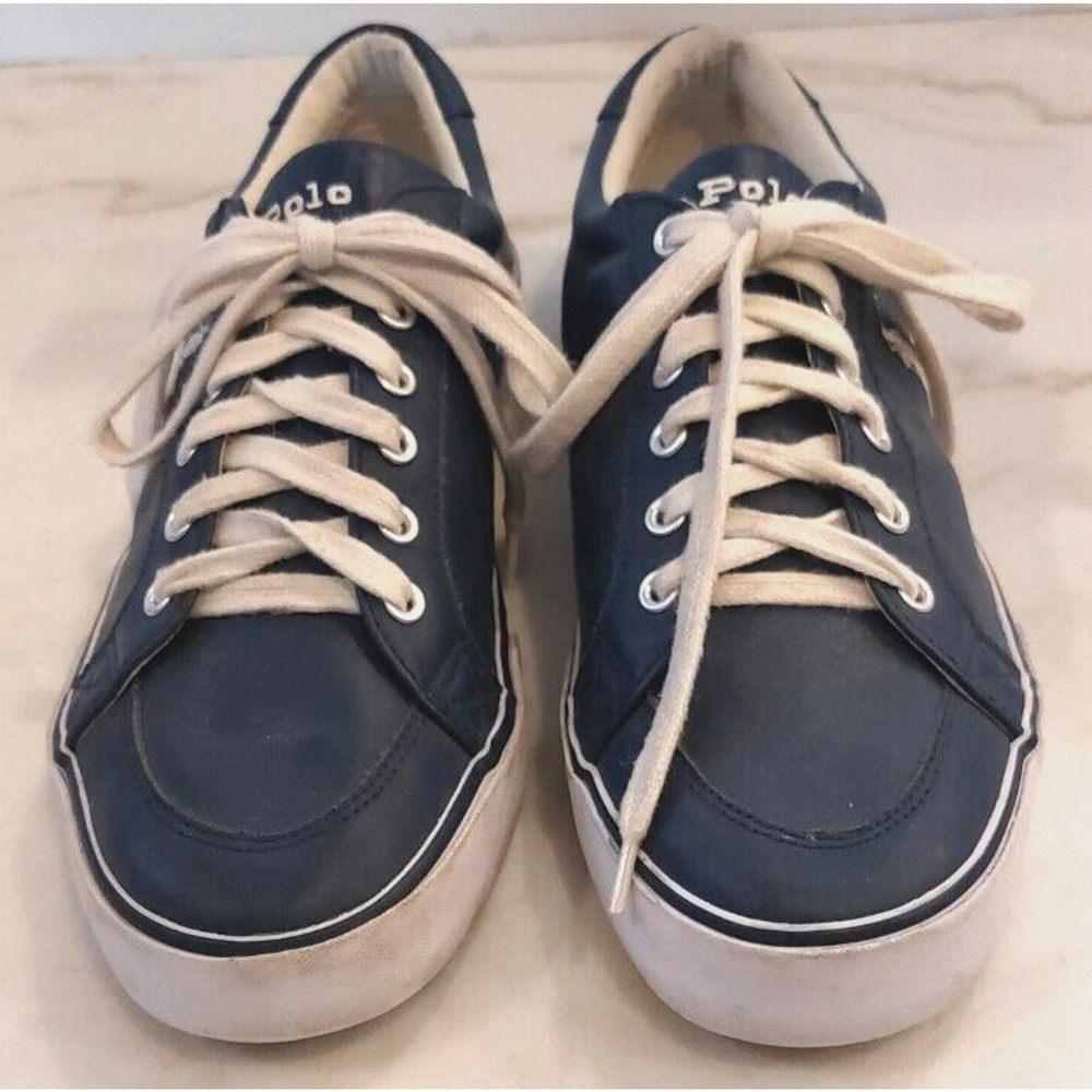 Polo Ralph Lauren HRT Ct I Sneakers Blue White Men Leather Sz 11.5 D Retail $110 - Picture 3 of 11